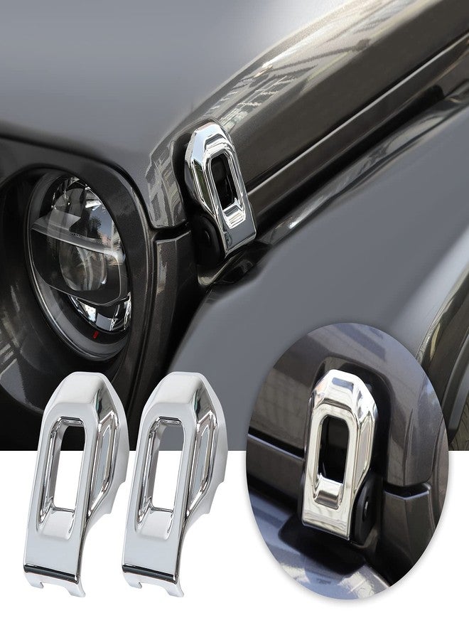 Voodonala for Jeep JL ABS Hood Latches Engine Buckle Bonnet Fastener Engine Cover Decor Trim Protction Cover for 2018-2025+ Jeep Wrangler JL JLU Gladiator JT Exterior Accessorie ABS Chrome 2pcs - Image 1